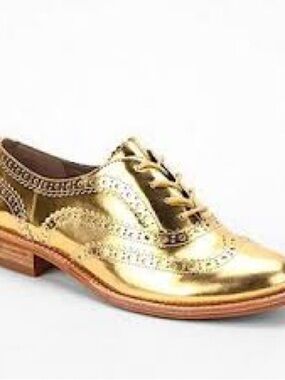 Sam Edelman Metallic Gold Brogue Oxford Flats JEROME